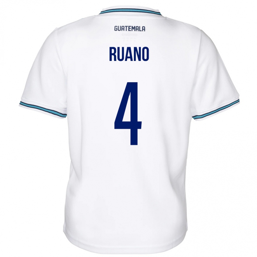 Herren Fußball Guatemala Michelle Ruano #4 Weiß Heimtrikot Trikot 24-26 T-Shirt Luxemburg