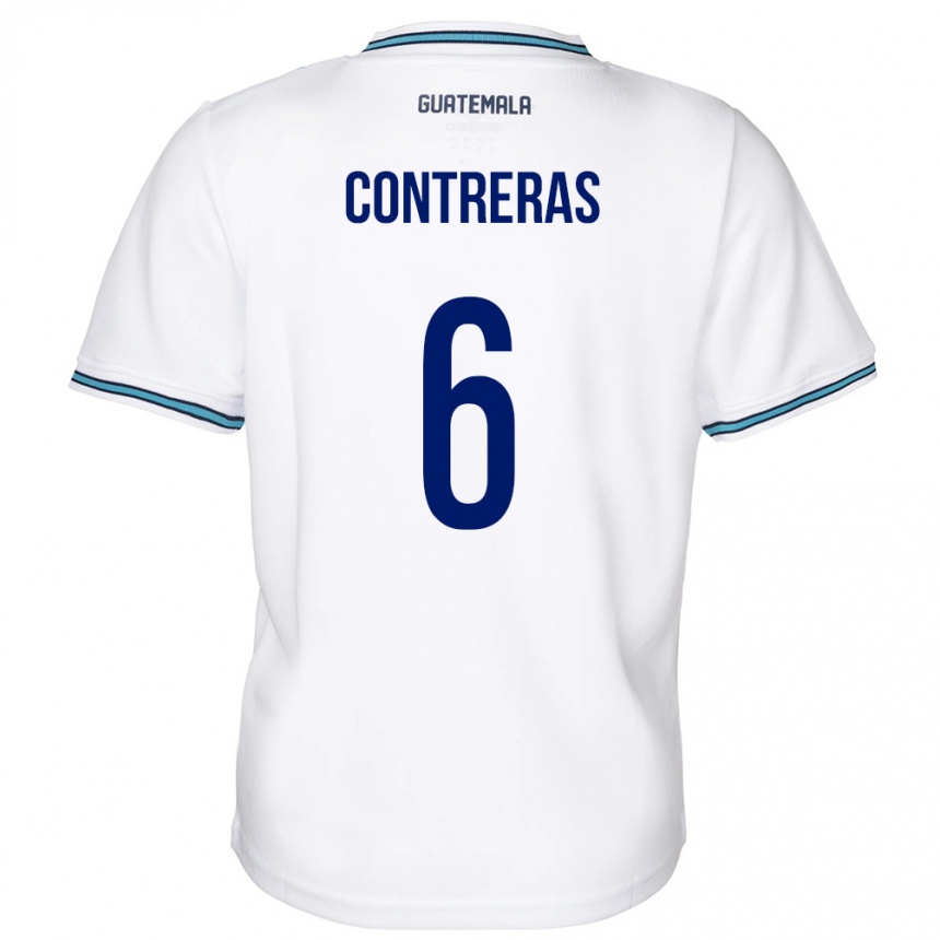 Herren Fußball Guatemala María Contreras #6 Weiß Heimtrikot Trikot 24-26 T-Shirt Luxemburg