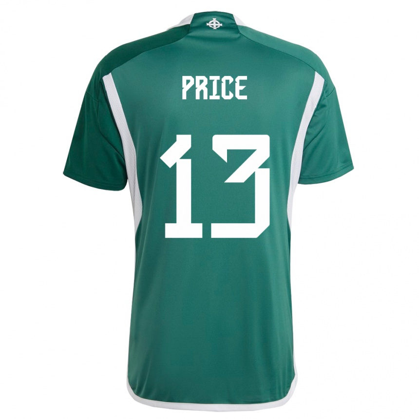 Herren Fußball Nordirland Isaac Price #13 Grün Heimtrikot Trikot 24-26 T-Shirt Luxemburg