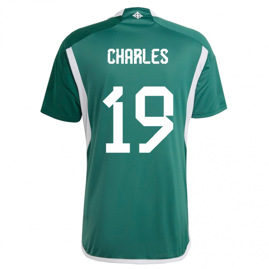 Herren Fußball Nordirland Shea Charles #19 Grün Heimtrikot Trikot 24-26 T-Shirt Luxemburg