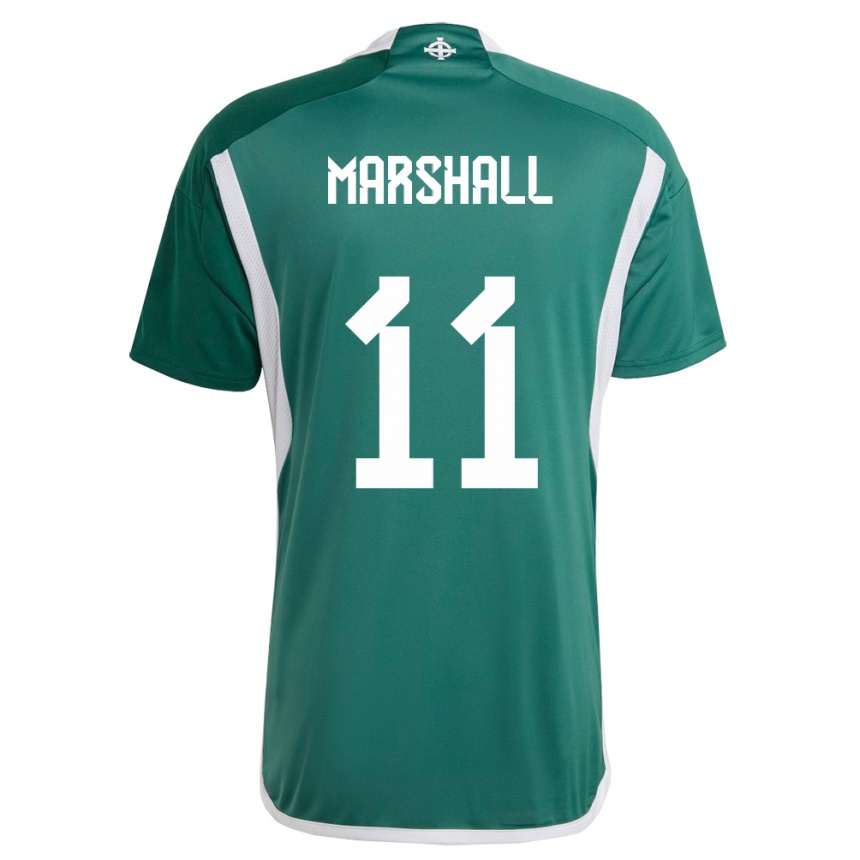 Herren Fußball Nordirland Callum Marshall #11 Grün Heimtrikot Trikot 24-26 T-Shirt Luxemburg