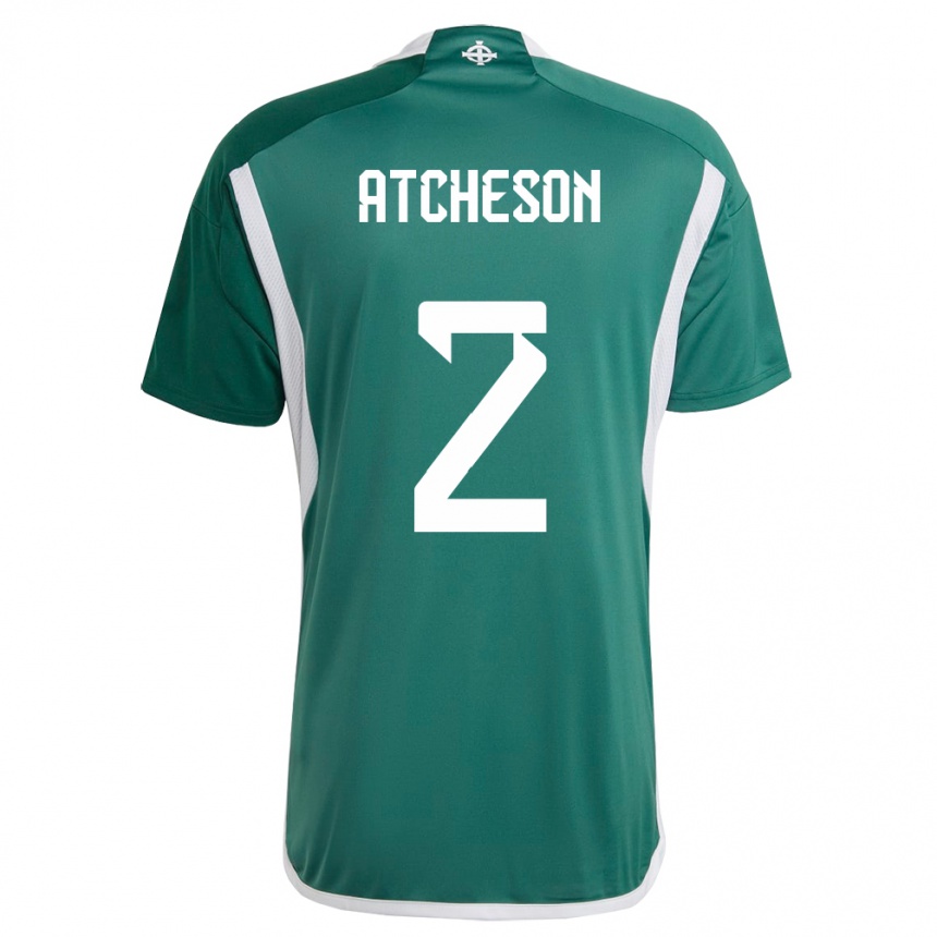 Herren Fußball Nordirland Tom Atcheson #2 Grün Heimtrikot Trikot 24-26 T-Shirt Luxemburg