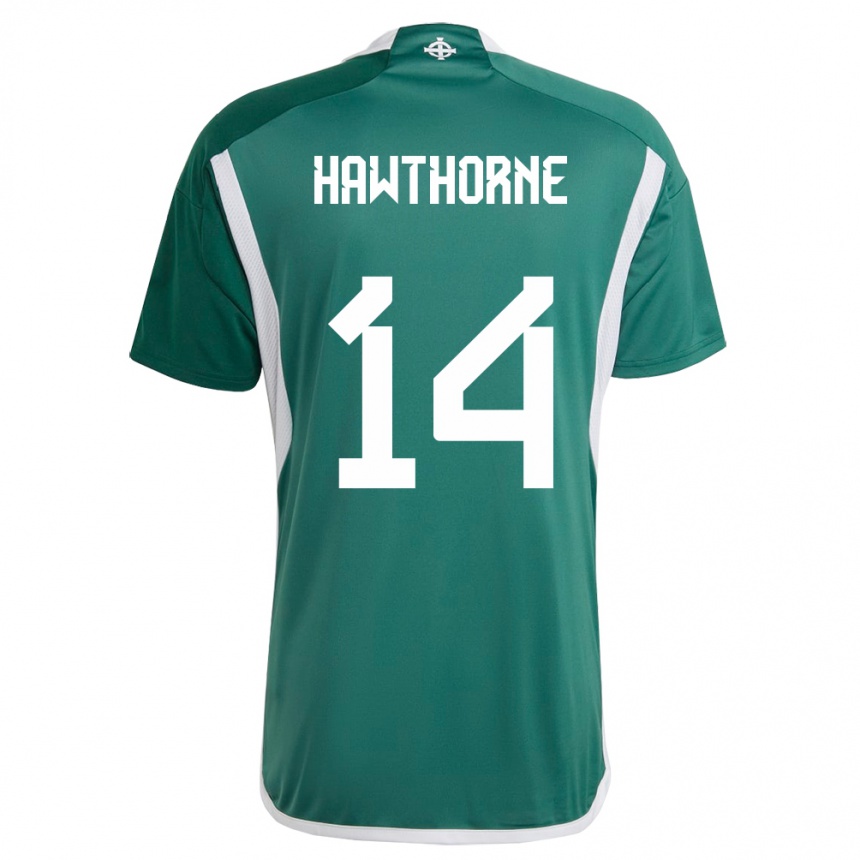 Herren Fußball Nordirland Keevan Hawthorne #14 Grün Heimtrikot Trikot 24-26 T-Shirt Luxemburg