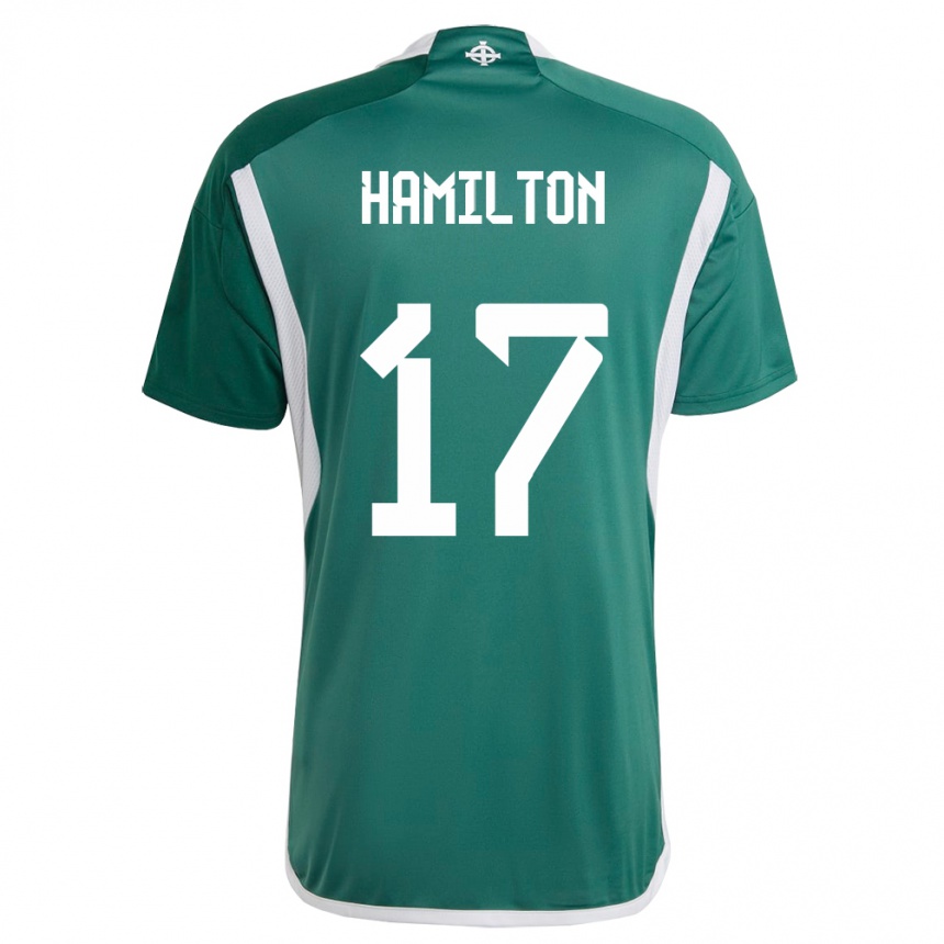 Herren Fußball Nordirland Caragh Hamilton #17 Grün Heimtrikot Trikot 24-26 T-Shirt Luxemburg