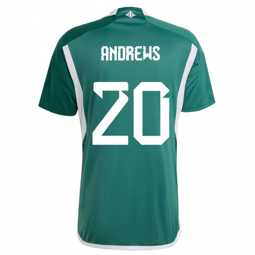 Herren Fußball Nordirland Joely Andrews #20 Grün Heimtrikot Trikot 24-26 T-Shirt Luxemburg