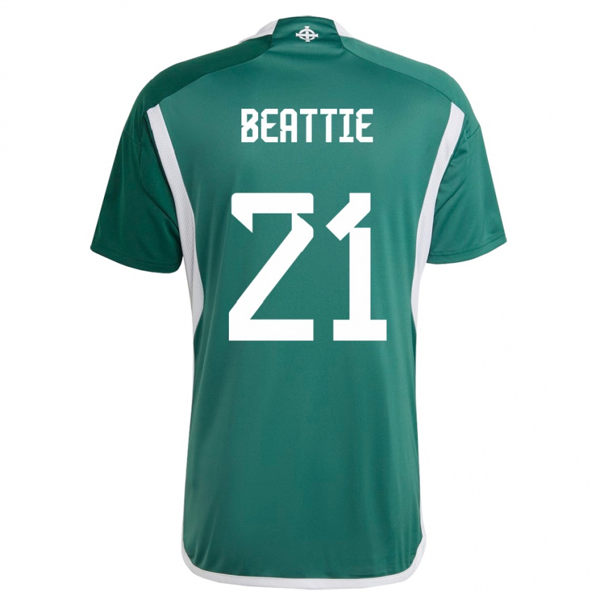 Herren Fußball Nordirland Kerry Beattie #21 Grün Heimtrikot Trikot 24-26 T-Shirt Luxemburg