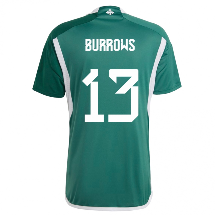 Herren Fußball Nordirland Kelsie Burrows #13 Grün Heimtrikot Trikot 24-26 T-Shirt Luxemburg