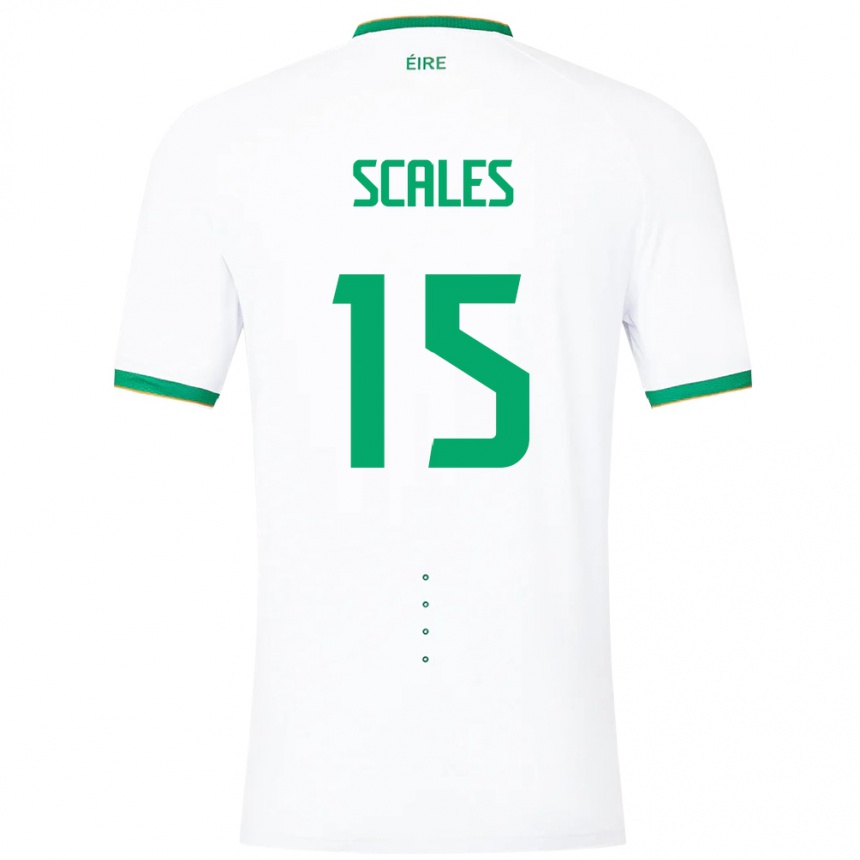 Herren Fußball Irische Liam Scales #15 Weiß Auswärtstrikot Trikot 24-26 T-Shirt Luxemburg