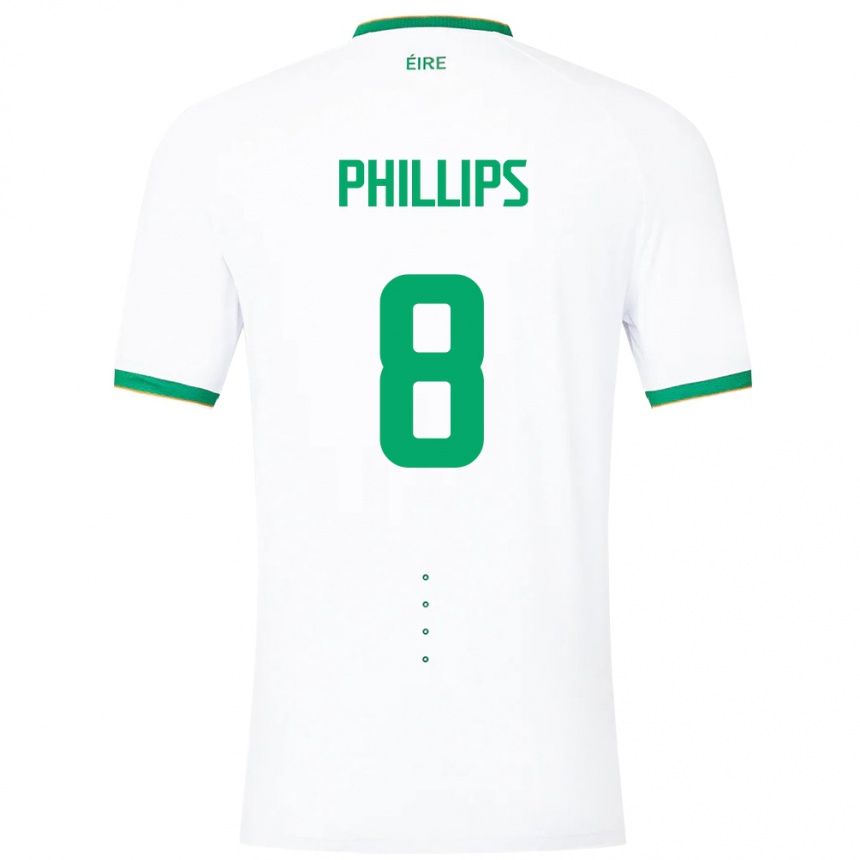 Herren Fußball Irische Killian Phillips #8 Weiß Auswärtstrikot Trikot 24-26 T-Shirt Luxemburg