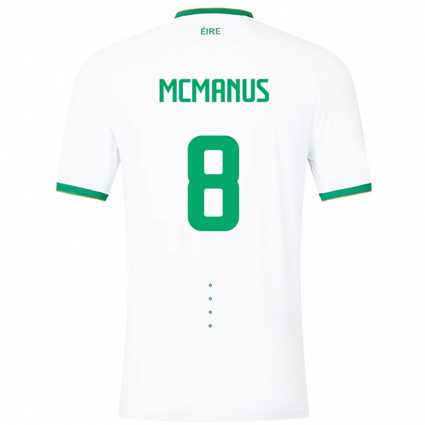 Herren Fußball Irische James Mcmanus #8 Weiß Auswärtstrikot Trikot 24-26 T-Shirt Luxemburg