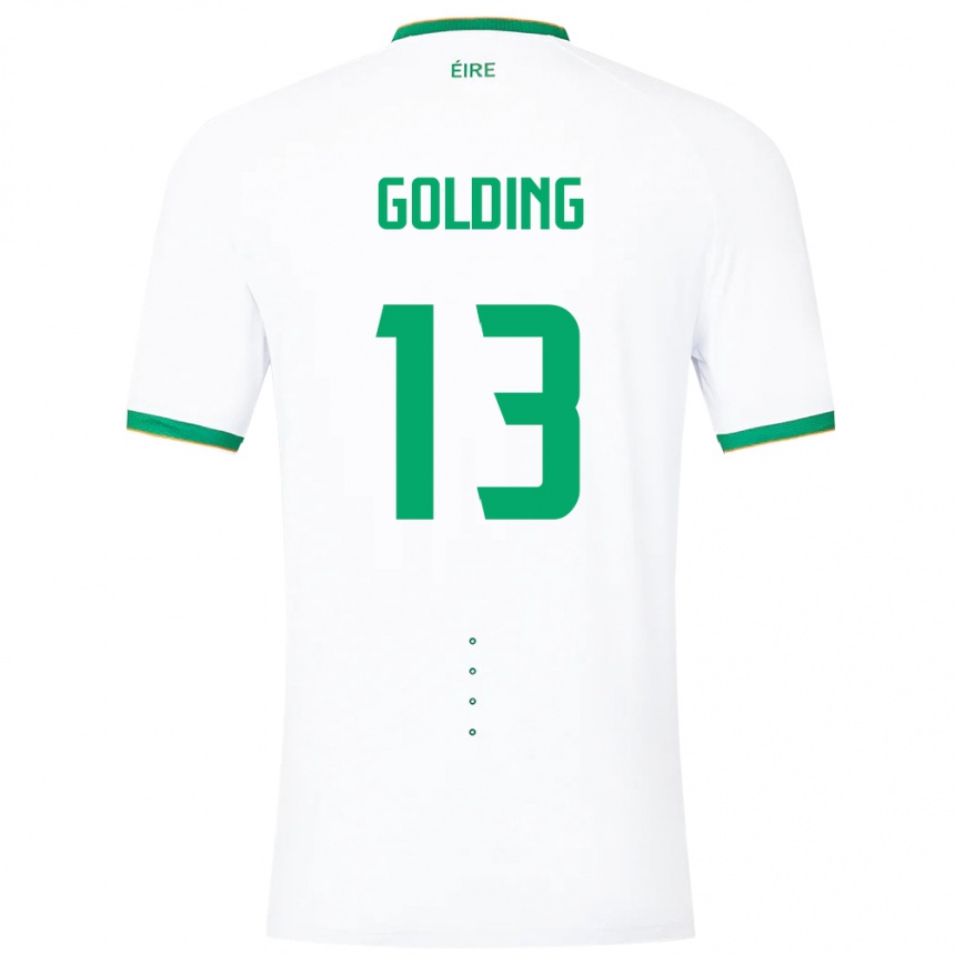 Herren Fußball Irische James Golding #13 Weiß Auswärtstrikot Trikot 24-26 T-Shirt Luxemburg