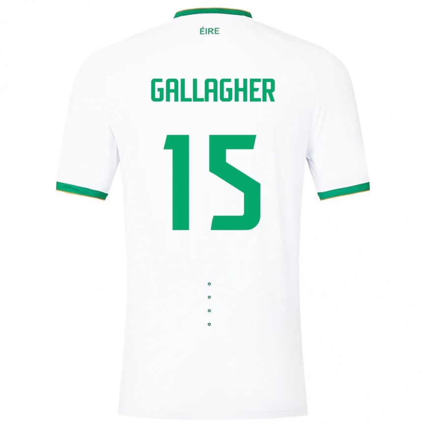 Herren Fußball Irische Oisín Gallagher #15 Weiß Auswärtstrikot Trikot 24-26 T-Shirt Luxemburg