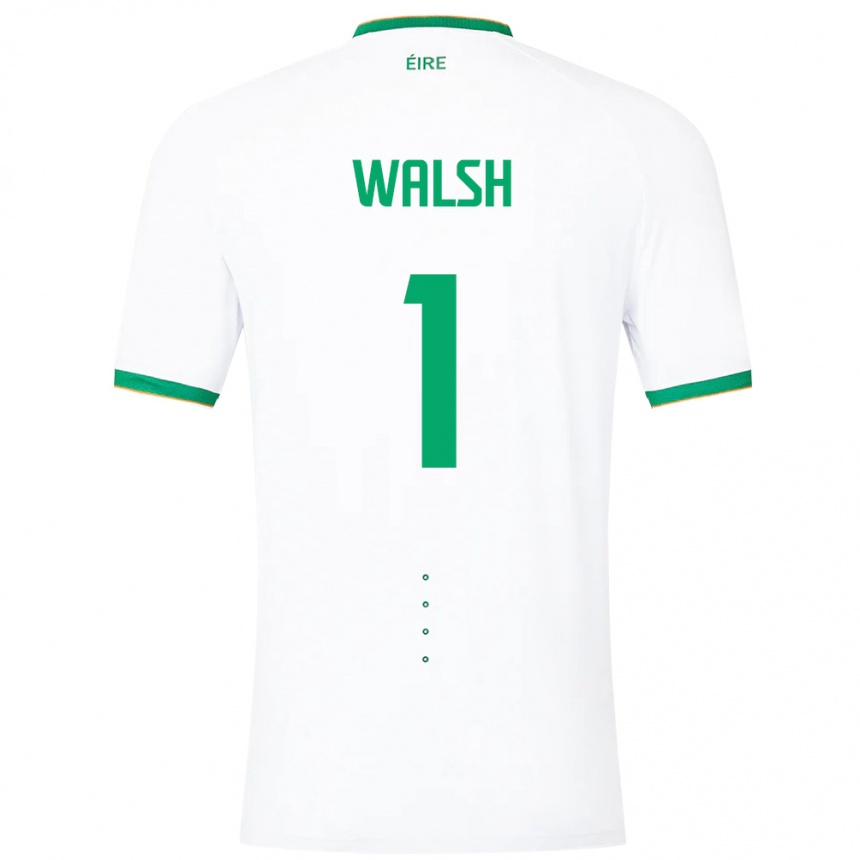 Herren Fußball Irische Conor Walsh #1 Weiß Auswärtstrikot Trikot 24-26 T-Shirt Luxemburg