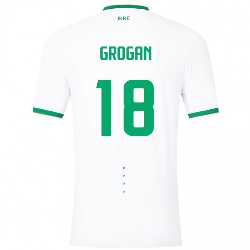 Herren Fußball Irische Christy Grogan #18 Weiß Auswärtstrikot Trikot 24-26 T-Shirt Luxemburg