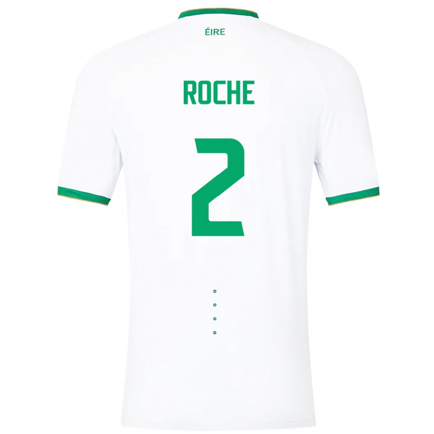 Herren Fußball Irische James Roche #2 Weiß Auswärtstrikot Trikot 24-26 T-Shirt Luxemburg