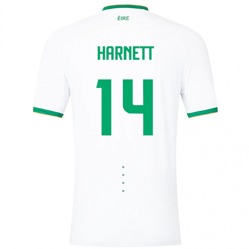 Herren Fußball Irische Kaylem Harnett #14 Weiß Auswärtstrikot Trikot 24-26 T-Shirt Luxemburg