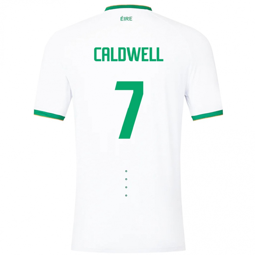 Herren Fußball Irische Diane Caldwell #7 Weiß Auswärtstrikot Trikot 24-26 T-Shirt Luxemburg