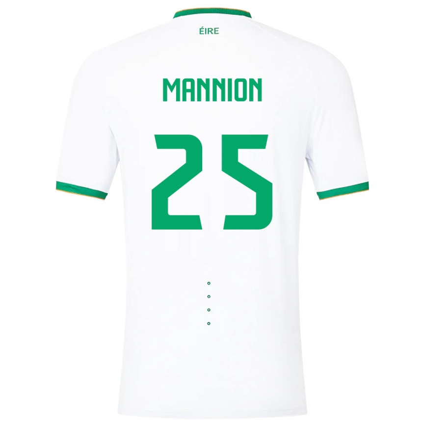 Herren Fußball Irische Aoife Mannion #25 Weiß Auswärtstrikot Trikot 24-26 T-Shirt Luxemburg