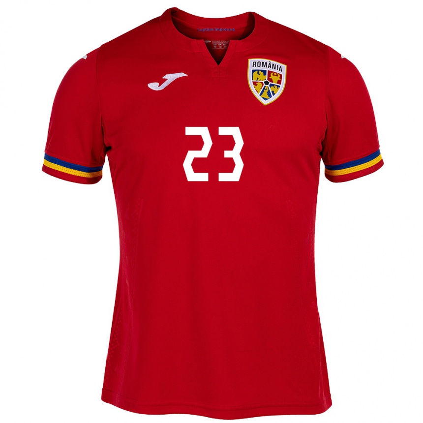 Herren Fußball Rumänische Alexandru Roșca #23 Rot Auswärtstrikot Trikot 24-26 T-Shirt Luxemburg