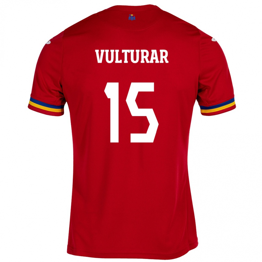 Herren Fußball Rumänische Cătălin Vulturar #15 Rot Auswärtstrikot Trikot 24-26 T-Shirt Luxemburg