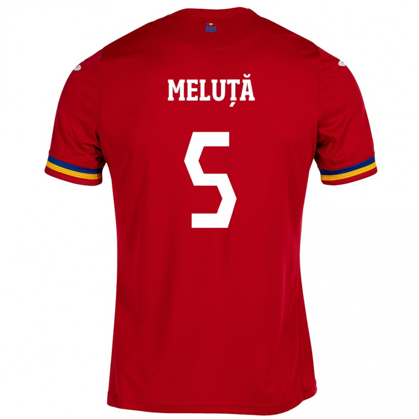 Herren Fußball Rumänische Teodora Meluță #5 Rot Auswärtstrikot Trikot 24-26 T-Shirt Luxemburg