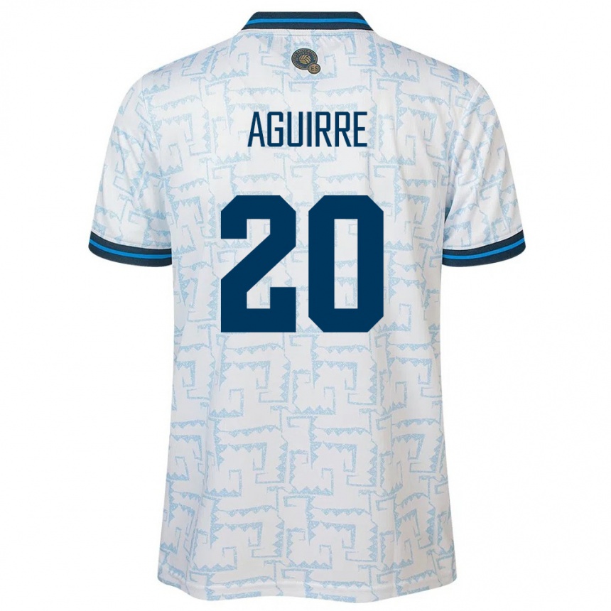 Herren Fußball El Salvador Jonathan Aguirre #20 Weiß Auswärtstrikot Trikot 24-26 T-Shirt Luxemburg