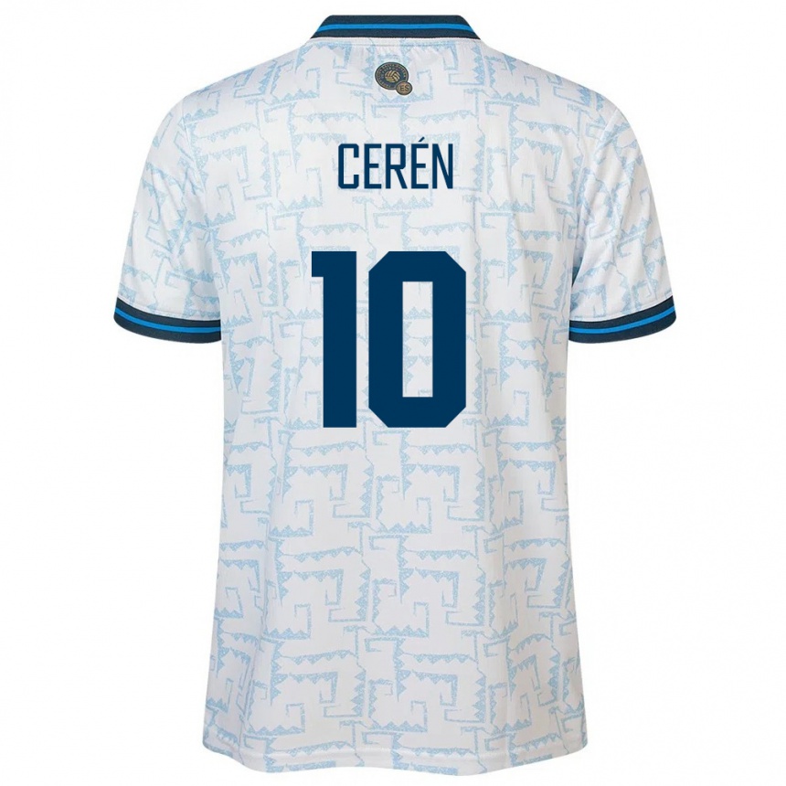 Herren Fußball El Salvador Brenda Cerén #10 Weiß Auswärtstrikot Trikot 24-26 T-Shirt Luxemburg