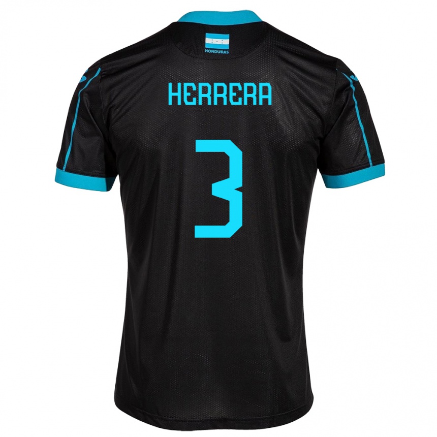 Herren Fußball Honduras David Herrera #3 Schwarz Auswärtstrikot Trikot 24-26 T-Shirt Luxemburg