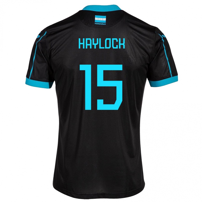 Herren Fußball Honduras Kendra Haylock #15 Schwarz Auswärtstrikot Trikot 24-26 T-Shirt Luxemburg