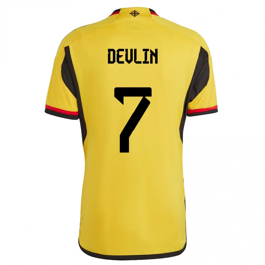 Herren Fußball Nordirland Terry Devlin #7 Weiß Auswärtstrikot Trikot 24-26 T-Shirt Luxemburg