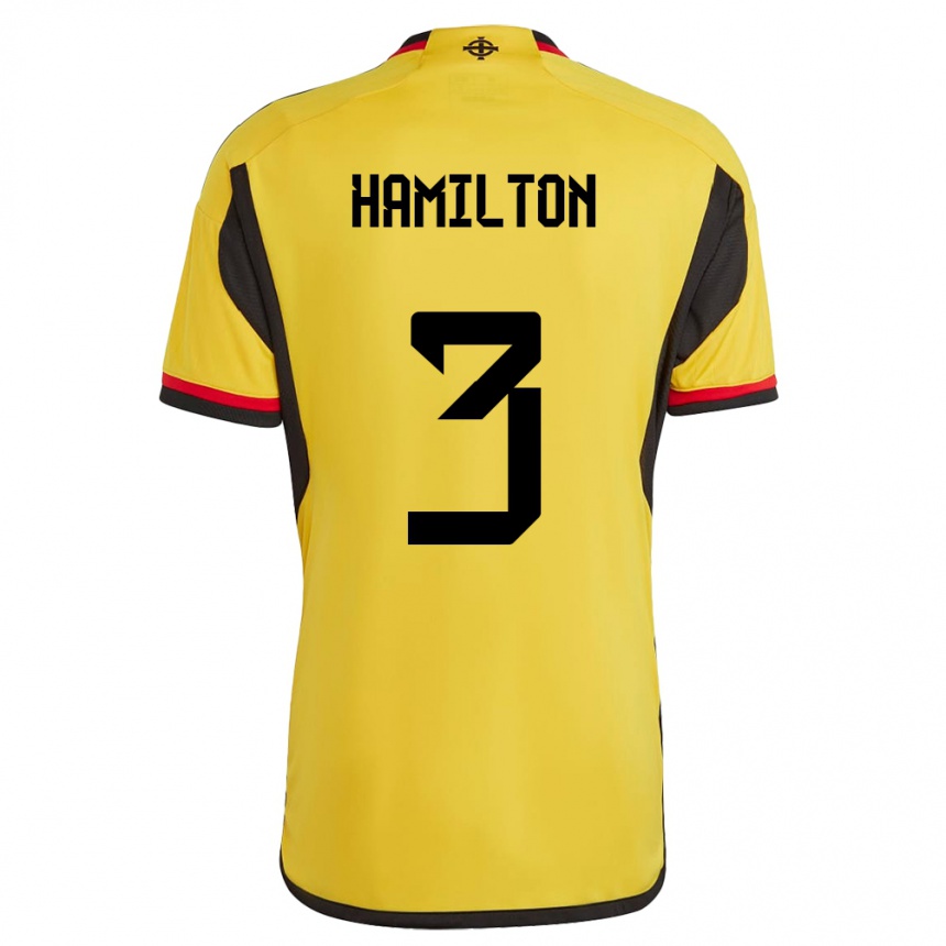 Herren Fußball Nordirland Brendan Hamilton #3 Weiß Auswärtstrikot Trikot 24-26 T-Shirt Luxemburg