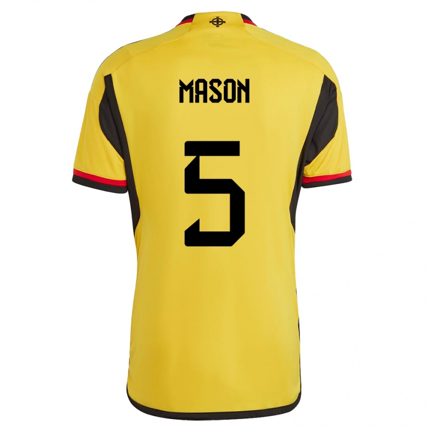 Herren Fußball Nordirland Ellie Mason #5 Weiß Auswärtstrikot Trikot 24-26 T-Shirt Luxemburg