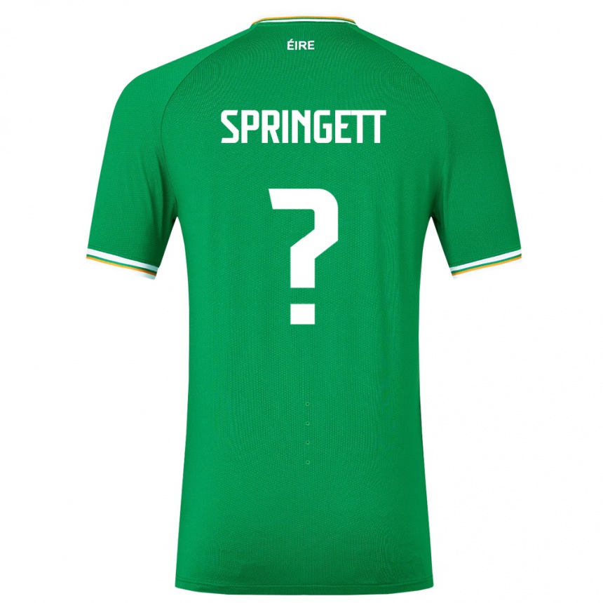 Damen Fußball Irische Tony Springett #0 Grün Heimtrikot Trikot 24-26 T-Shirt Luxemburg