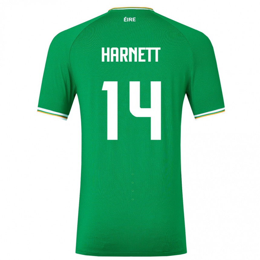 Damen Fußball Irische Kaylem Harnett #14 Grün Heimtrikot Trikot 24-26 T-Shirt Luxemburg