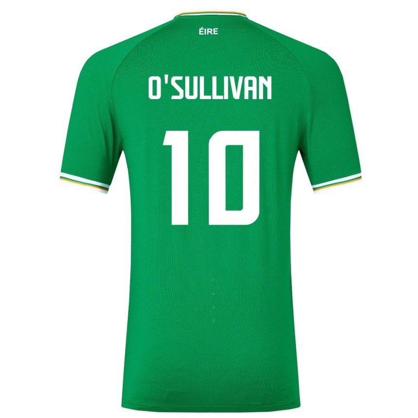 Damen Fußball Irische Denise O'sullivan #10 Grün Heimtrikot Trikot 24-26 T-Shirt Luxemburg