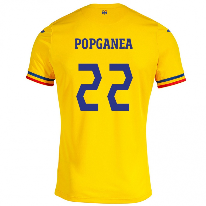 Damen Fußball Rumänische Mirela Pop-Ganea #22 Gelb Heimtrikot Trikot 24-26 T-Shirt Luxemburg