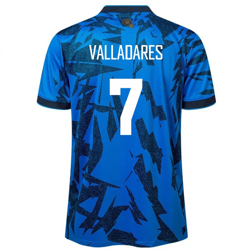 Damen Fußball El Salvador Jefferson Valladares #7 Blau Heimtrikot Trikot 24-26 T-Shirt Luxemburg