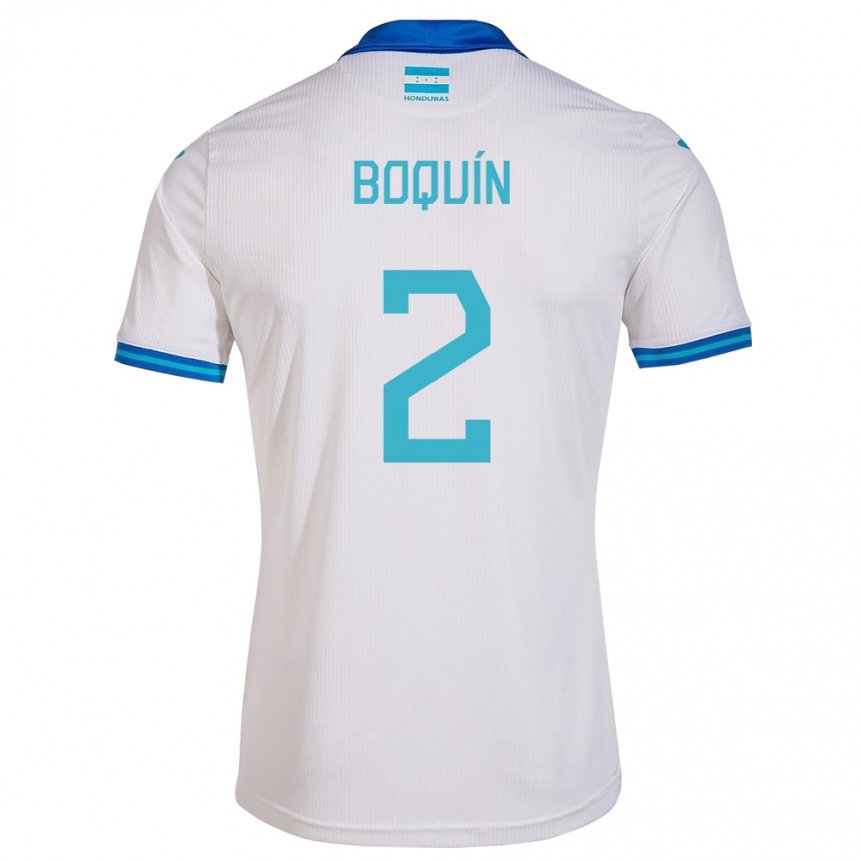 Damen Fußball Honduras Stiven Boquín #2 Weiß Heimtrikot Trikot 24-26 T-Shirt Luxemburg