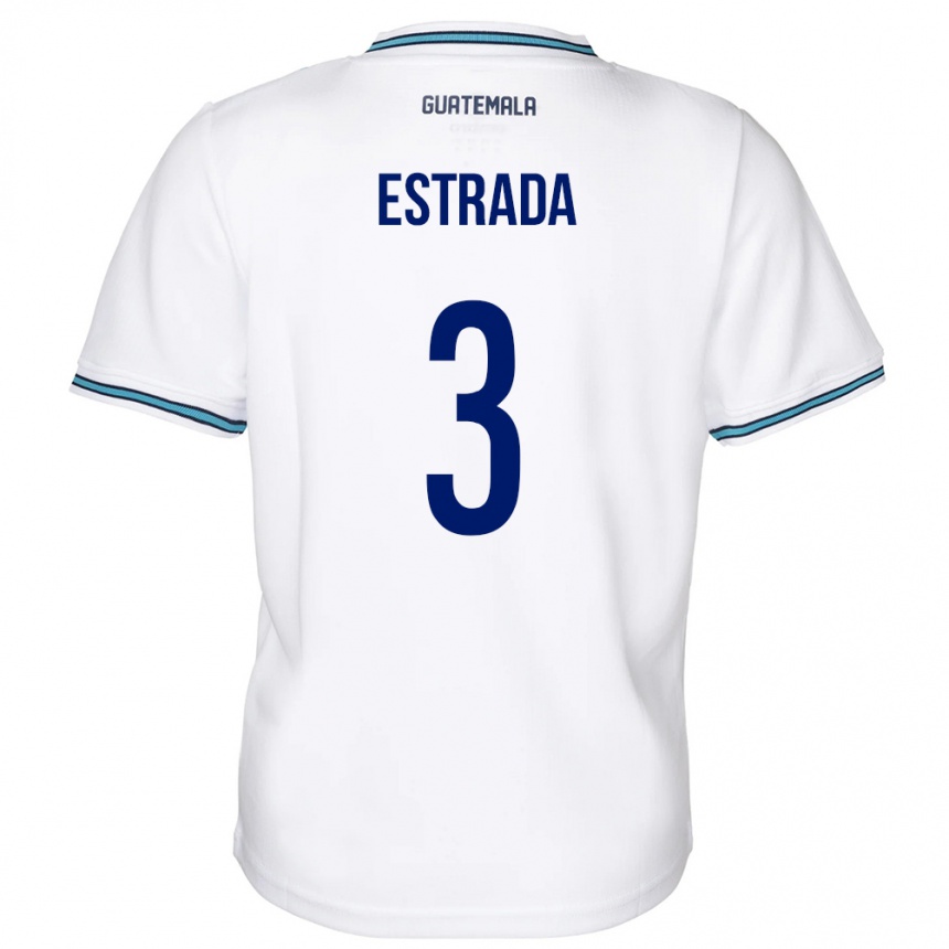 Damen Fußball Guatemala Carlos Estrada #3 Weiß Heimtrikot Trikot 24-26 T-Shirt Luxemburg