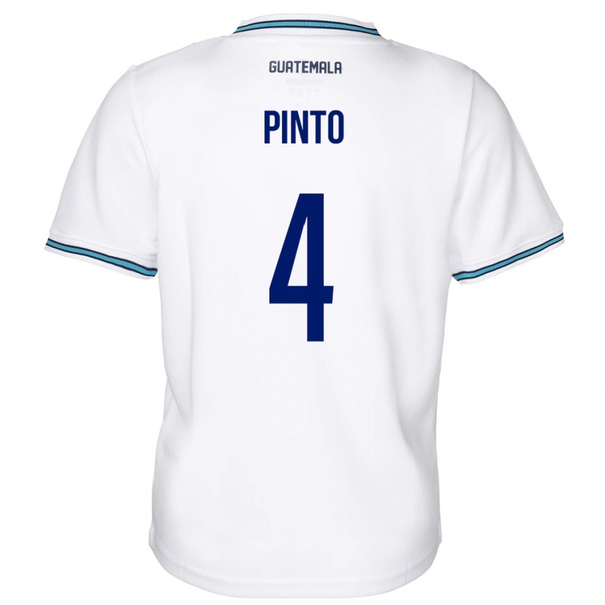 Damen Fußball Guatemala José Carlos Pinto #4 Weiß Heimtrikot Trikot 24-26 T-Shirt Luxemburg