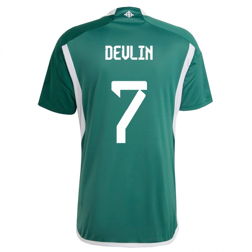 Damen Fußball Nordirland Terry Devlin #7 Grün Heimtrikot Trikot 24-26 T-Shirt Luxemburg