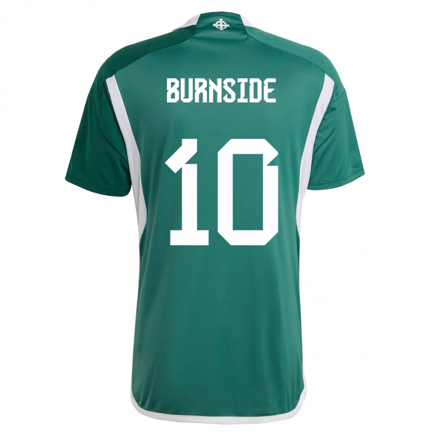 Damen Fußball Nordirland Callum Burnside #10 Grün Heimtrikot Trikot 24-26 T-Shirt Luxemburg