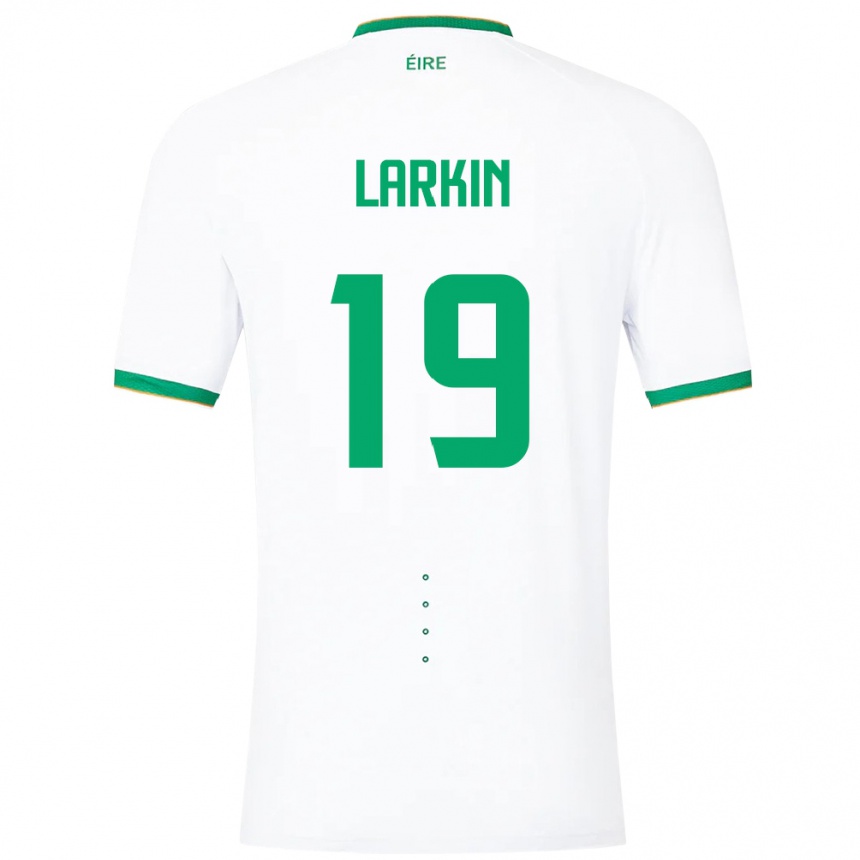 Damen Fußball Irische Abbie Larkin #19 Weiß Auswärtstrikot Trikot 24-26 T-Shirt Luxemburg