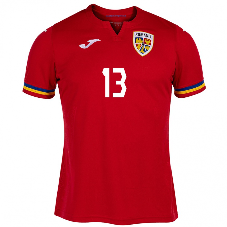 Damen Fußball Rumänische Valentin Mihăilă #13 Rot Auswärtstrikot Trikot 24-26 T-Shirt Luxemburg