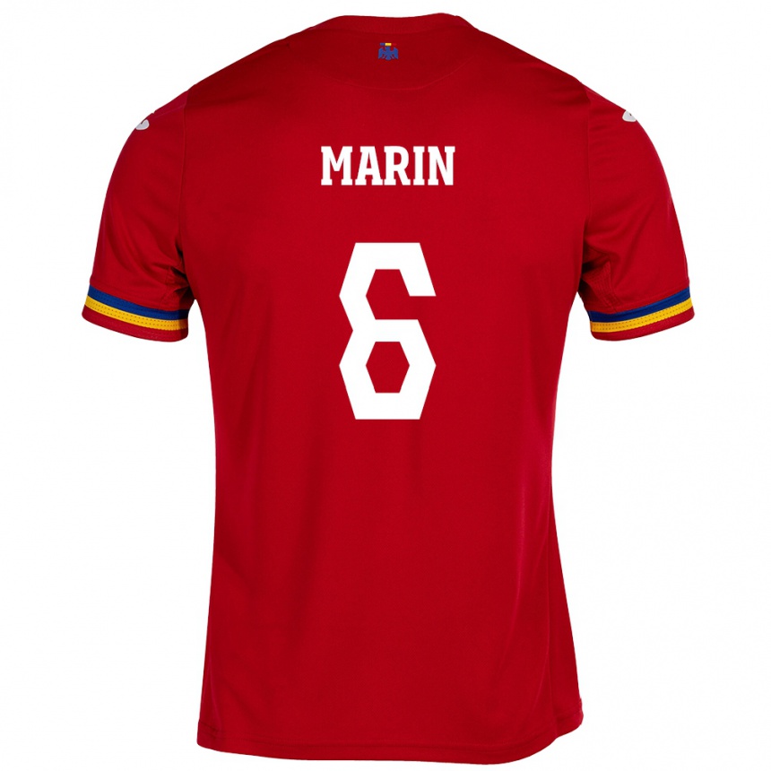 Damen Fußball Rumänische Marius Marin #6 Rot Auswärtstrikot Trikot 24-26 T-Shirt Luxemburg