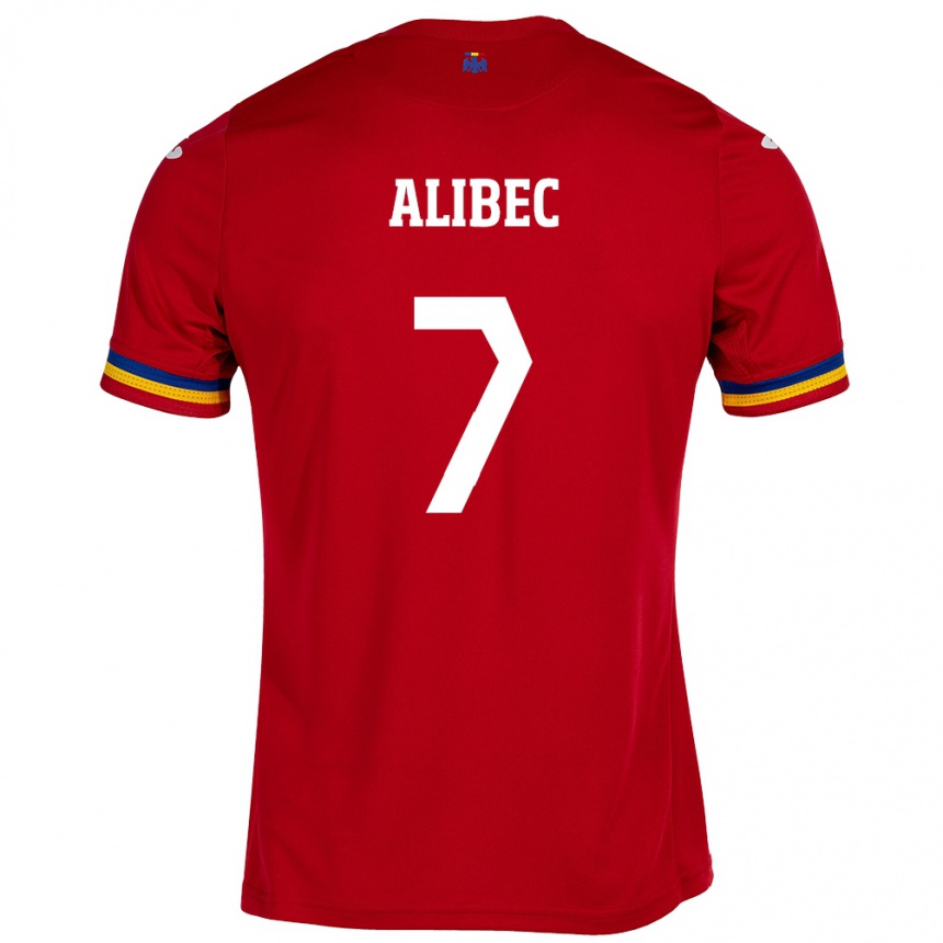 Damen Fußball Rumänische Denis Alibec #7 Rot Auswärtstrikot Trikot 24-26 T-Shirt Luxemburg