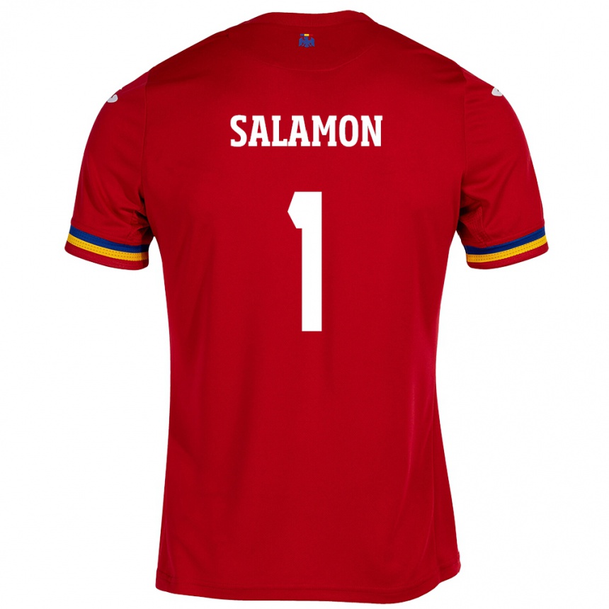 Damen Fußball Rumänische Szidonia Salamon #1 Rot Auswärtstrikot Trikot 24-26 T-Shirt Luxemburg