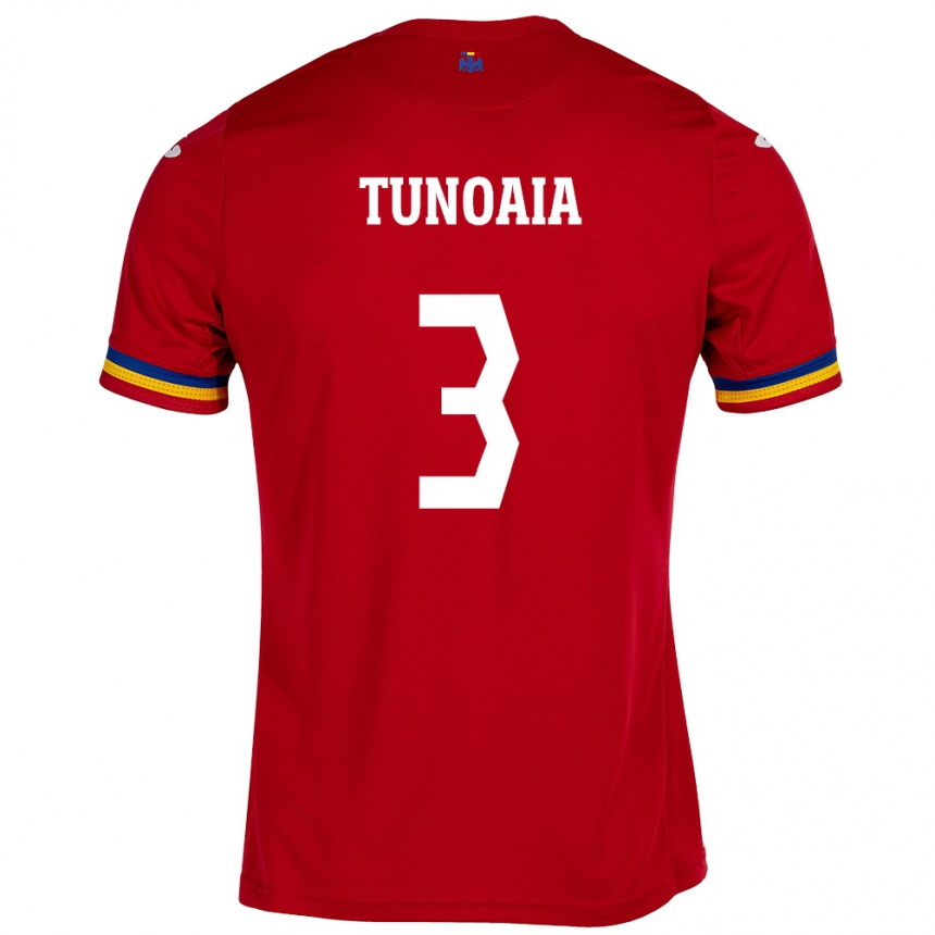 Damen Fußball Rumänische Alexandra Tunoaia #3 Rot Auswärtstrikot Trikot 24-26 T-Shirt Luxemburg