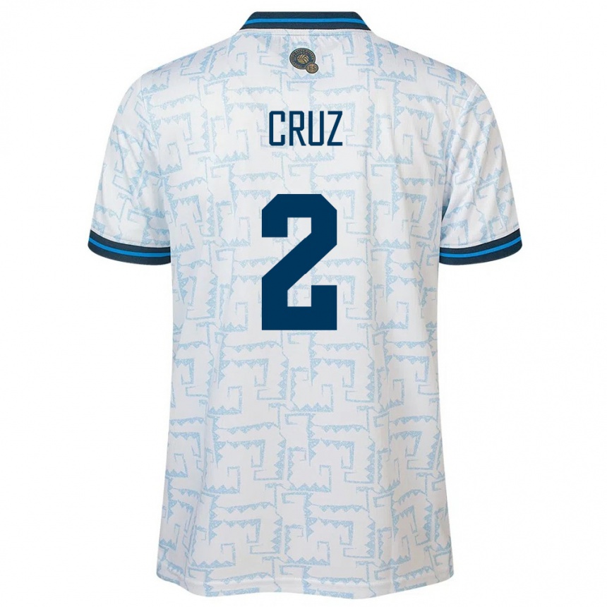 Damen Fußball El Salvador Melvin Cruz #2 Weiß Auswärtstrikot Trikot 24-26 T-Shirt Luxemburg