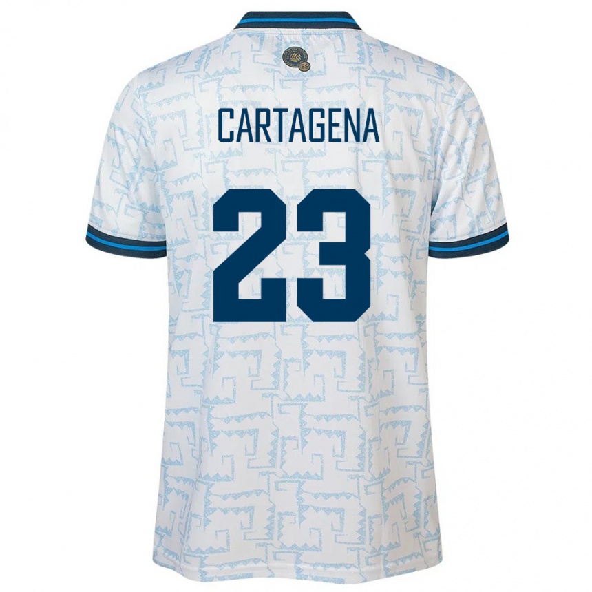 Damen Fußball El Salvador Melvin Cartagena #23 Weiß Auswärtstrikot Trikot 24-26 T-Shirt Luxemburg